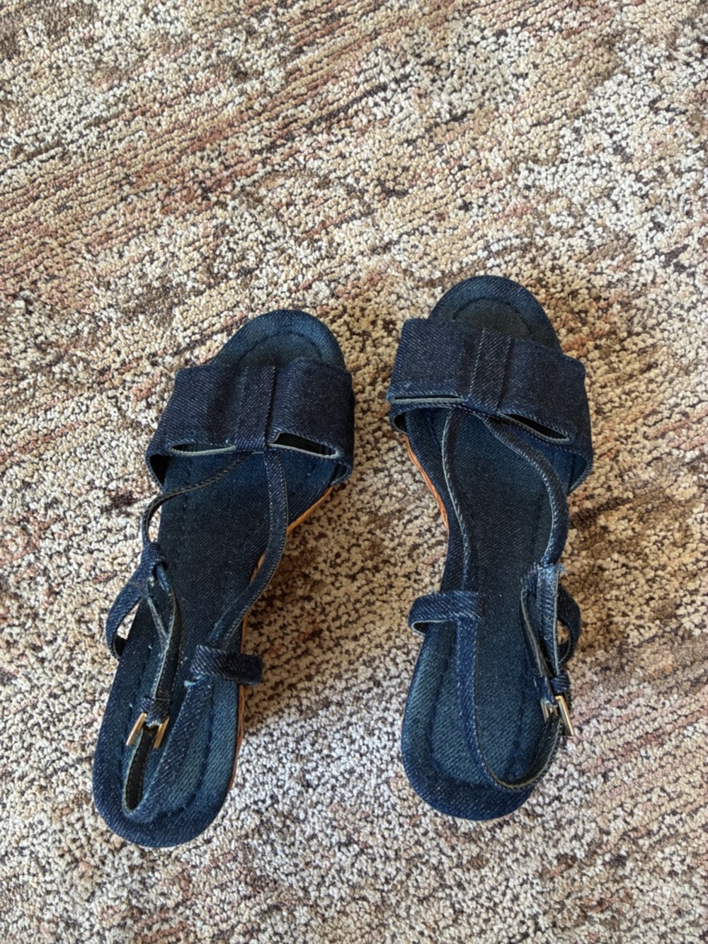 kate spade Denim Bow Slingback Sandals - Dark Blue